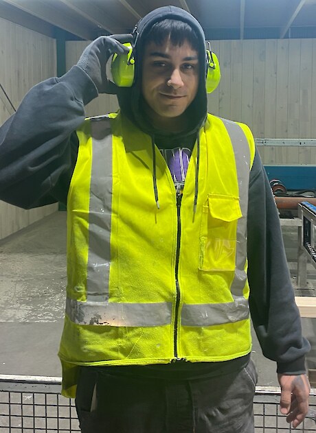 Kotuku secured at job at Niagara Sawmill after attending the Kia Tū Trades Training Pathway Programme at SIT.