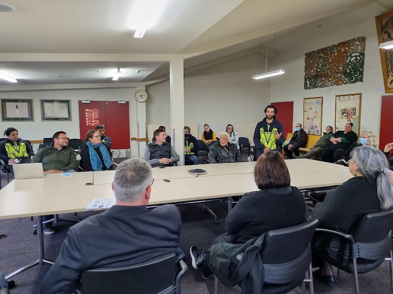 Tauira (Raniera Smyth) sharing experiences about the Kaitiaki Taiao Tauira Programme.
