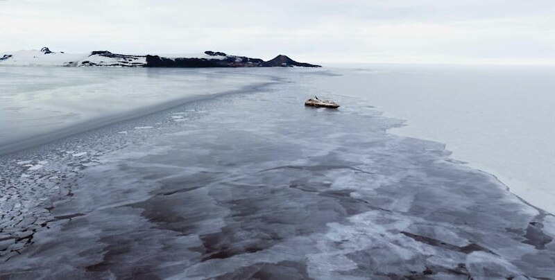 The Heritage Adventurer in front of Ross Island in McMurdo Sound, Antarctica. Photograph: Colin Aitcheson.
